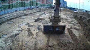 Работа экскаватора планировочным ковшом