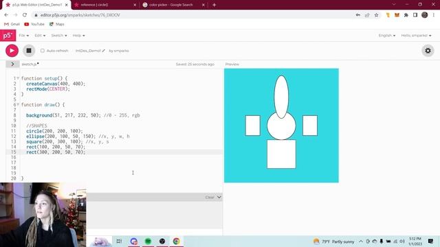 Demo 1 | p5.js | Shapes and Color смотреть онлайн