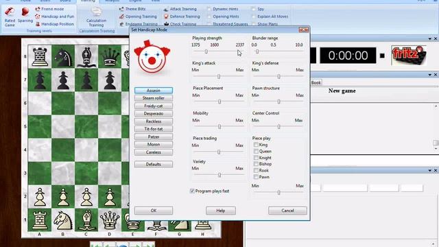Fritz 12 training modes - the "Playing strength" setting in "Handicap and fun" mode смотреть онлайн