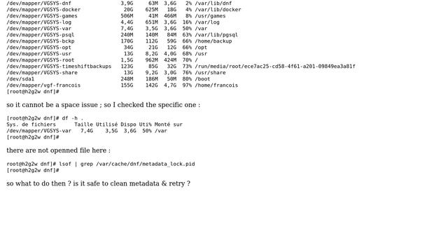 fedora [Errno 28] No space left on device: '/var/cache/dnf/metadata_lock.pid' // but space are huge смотреть онлайн