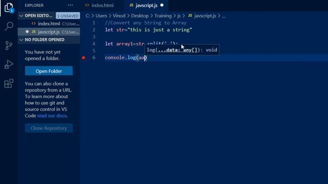 How to convert any String to Array in JavaScript Hindi смотреть онлайн