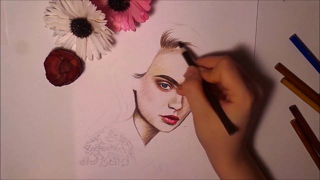(SPEED DRAWING)Cara Delevingne/портрет Кары Делевинь/рисуем Кару Делевинь