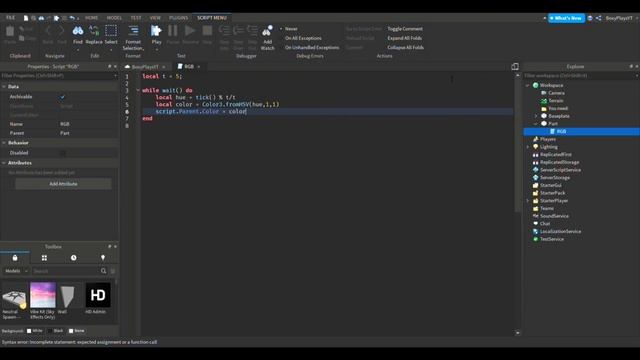 Roblox Studio Tutorial - HOW TO MAKE AN RGB BLOCK смотреть онлайн