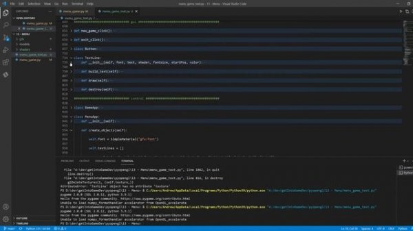 OpenGL with Python Tutorial 13.2: Menu system with text