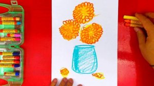 Рисуем Цветы Масляной Пастелью для детей