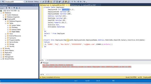 Chapter 2 - What is Table | How to Create Table with Identity, Primary Key, default value in Hindi смотреть онлайн