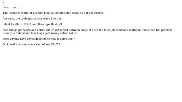 Wordpress: issues with object cache (memcached as backend) and wpmu when flush_all is run смотреть онлайн