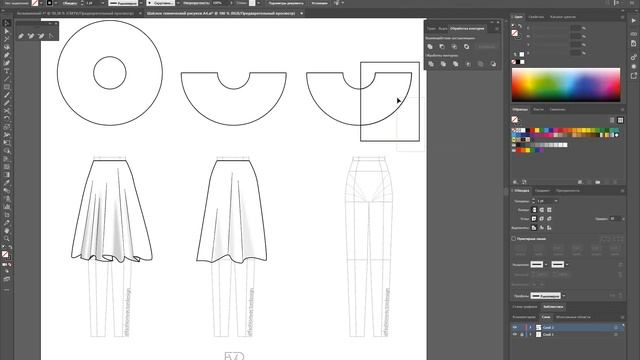 Дизайн одежды |Технический рисунок одежды | юбка солнце | Adobe Illustrator 2022 |100 эскизов#87 смотреть онлайн