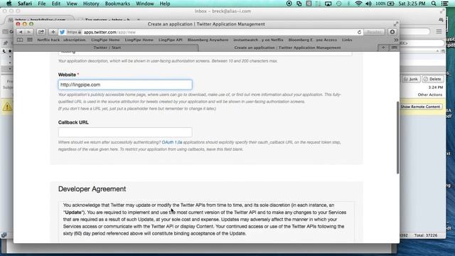 How to get Twitter Dev Credentials LingPipe Cookbook смотреть онлайн