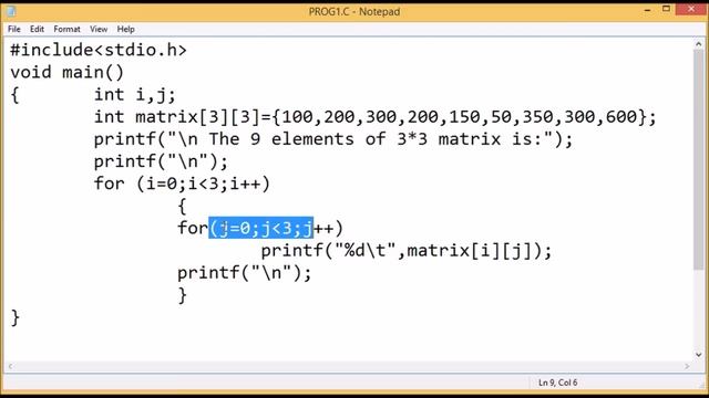 create a 3*3 matrix using a 2 dimensional array in c programming смотреть онлайн
