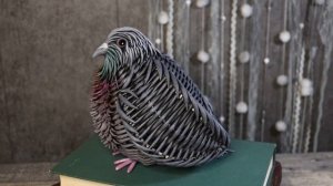 Голубь | Плетение из бумажной лозы + Холодный Фарфор | Плетеная Птица