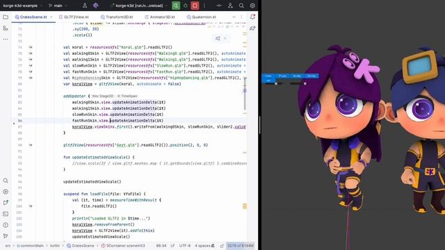 KorGE 3D #glTF 2.0 skinning with animation interpolation! смотреть онлайн
