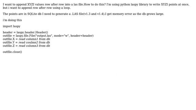 GIS: append X,Y,Z and intensity values into a las file смотреть онлайн