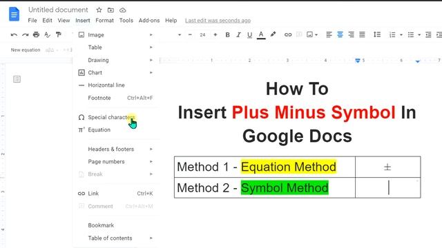 How to insert Plus Minus Symbol In Google Docs - [ ± Sign ] смотреть онлайн