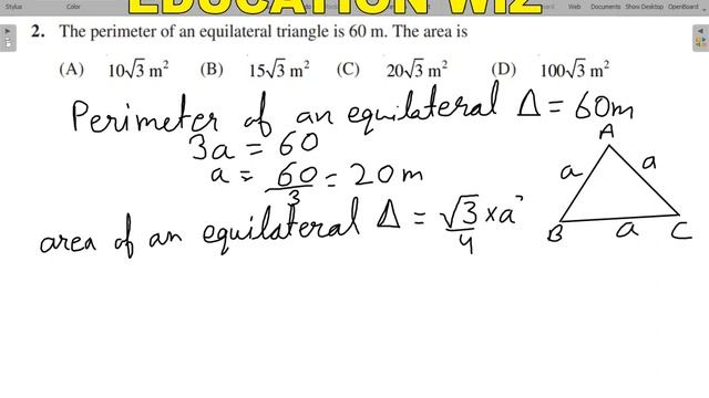 The perimeter of an equilateral triangle is 60 m. The area is смотреть онлайн