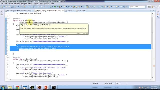 ServletRequestAttributeListener Demo | Servlets смотреть онлайн