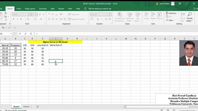 Ogive Curve in Excel BBA-Third Semester(TU) Business Statistics смотреть онлайн