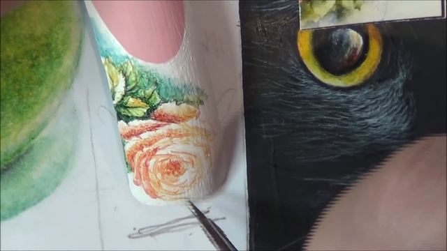 РОЗОЧКА акварелью на ногтях/роза на ногтях/Флористика/ДИЗАЙН НОГТЕЙ/Nail art painting смотреть онлайн