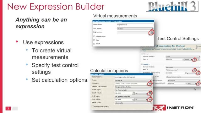 Instron Bluehill 3 Software: Referencing through Expression Builder смотреть онлайн