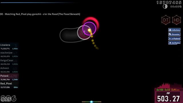 Osu! | Red_Pixel | Goreshit - O'er The Flood [The Flood Beneath] HDDT 98.92% FC #1 | 1st HDDT FC!