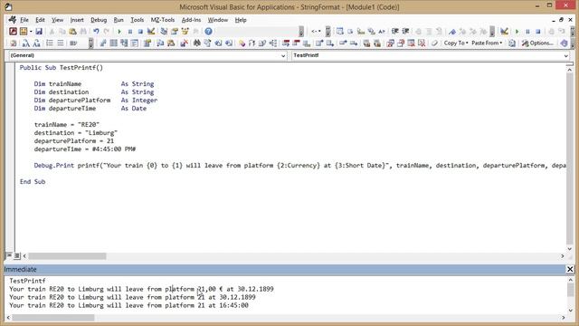 String.Format / printf in VBA смотреть онлайн