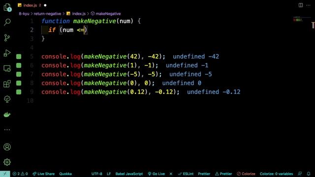 Return Negative | JavaScript - Codewars смотреть онлайн