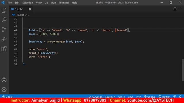 41.array_merge & array_combine php | array methods in php| پي ايچ پ په پښتو کې смотреть онлайн