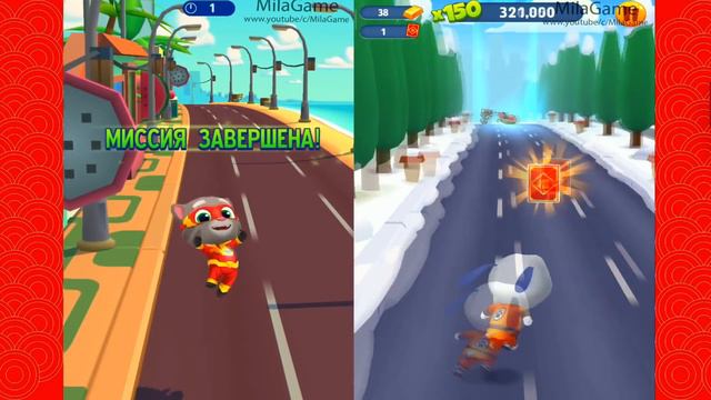 ГОВОРЯЩИЙ ТОМ ПОГОНЯ ГЕРОЕВ TALKING TOM HERO DASH против БЕГ ЗА ЗОЛОТОМ GOLD RUN смотреть онлайн