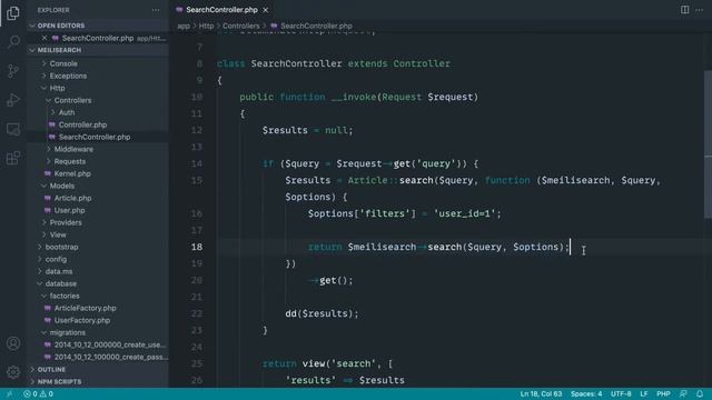 Searching with Laravel Scout and Meilisearch: Custom search and Meilisearch filters (8/10) смотреть онлайн