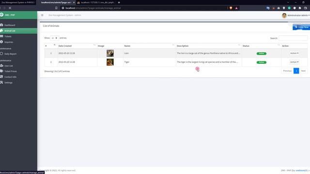 Zoo Management System in PHP DEMO смотреть онлайн