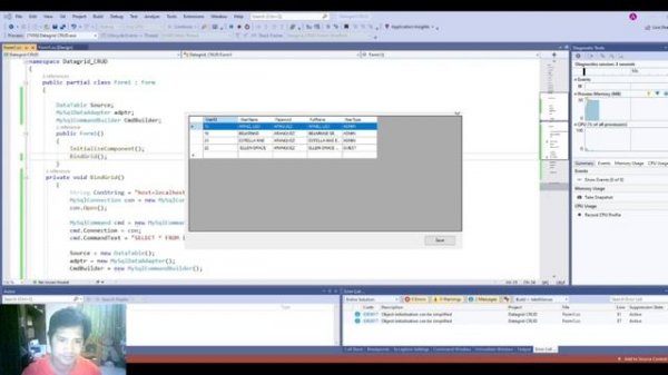 DataGridView Databinding in C# Winforms- Step By Step