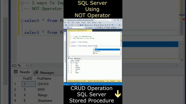 Implementing Not in operator SQL Server ssms смотреть онлайн
