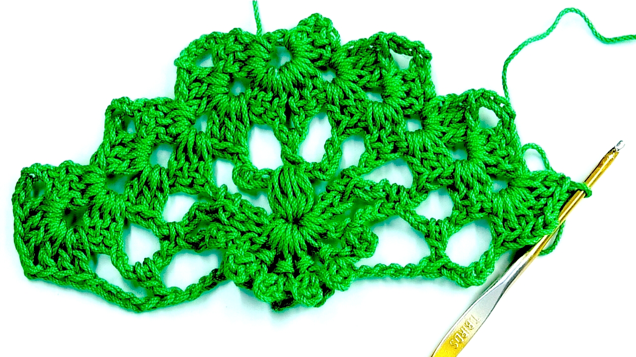Оригинальный узор для бактуса. 3D узор для шали крючком. смотреть онлайн