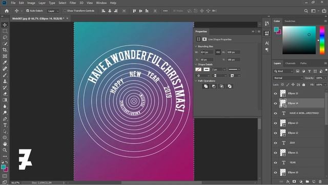 Poster Happy New Year 2019 - Tutorial Photoshop CC 2019 смотреть онлайн