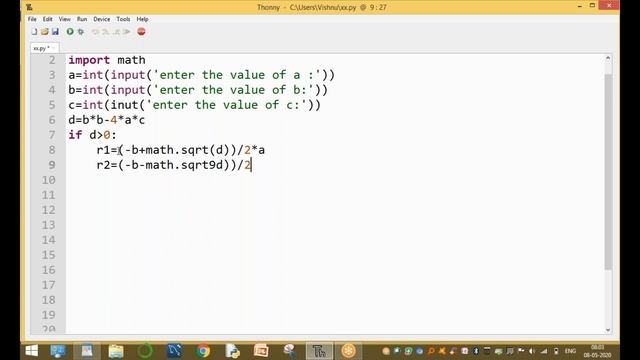 To Find the Roots of a Quadratic Equation | Quadratic Equation in Python | Python tutorials online смотреть онлайн