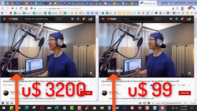 Raw sound compared Shure SM58 vs Neumann U87 смотреть онлайн