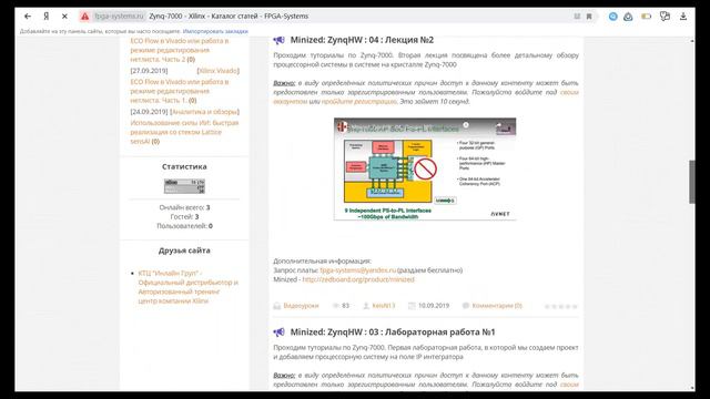 Где взять остальные видео по ZynqHw и MiniZed? смотреть онлайн