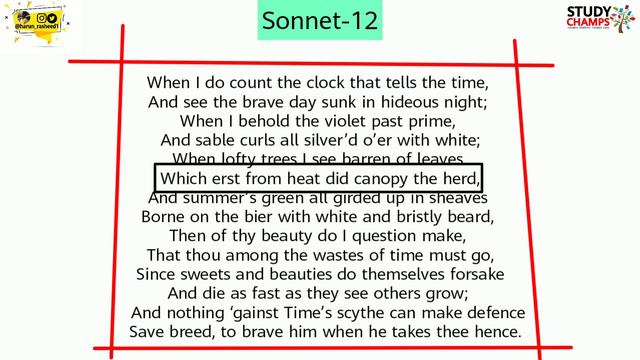Sonnet 12 by William Shakespeare in Hindi|Line by Analysis| смотреть онлайн