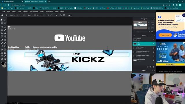 How To Make A FREE Fortnite Youtube Banner + Twitter Header Without Photoshop! (Pixlr Tutorial) смотреть онлайн