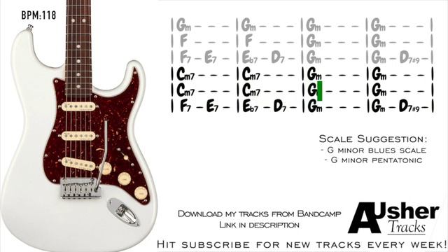 Heavy Shuffle Blues in G minor | Guitar Backing Track смотреть онлайн