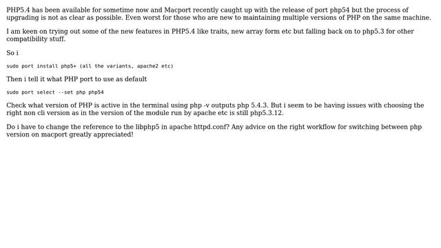 Upgrading from php 5.3 to php 5.4 with Macport смотреть онлайн
