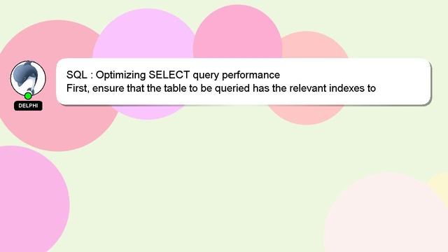 SQL : Optimizing SELECT query performance смотреть онлайн