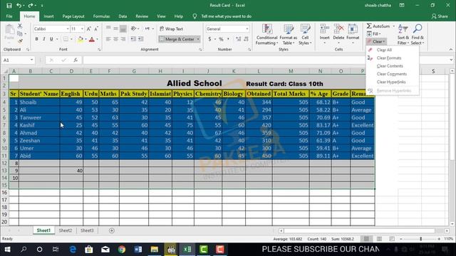 21 Clear Formating microsoft Excel 2019 tutorial Urdu Hindi смотреть онлайн