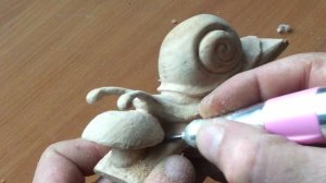 Резьба по дереву бормашиной. Скульптурная резьба  улитка.