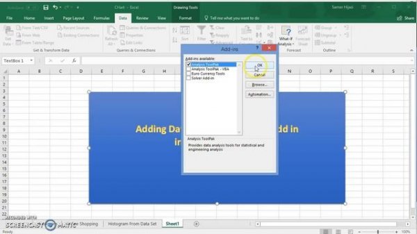 Adding Data Analysis ToolPak in MS Excel (Office 365)