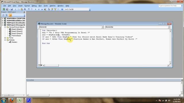 VBA : Create a Message Box In Excel With Yes/ No Options (Hindi) смотреть онлайн