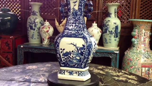 Chinese Blue & White Porcelain Hexagon Shape Scenery Vase cs587 смотреть онлайн