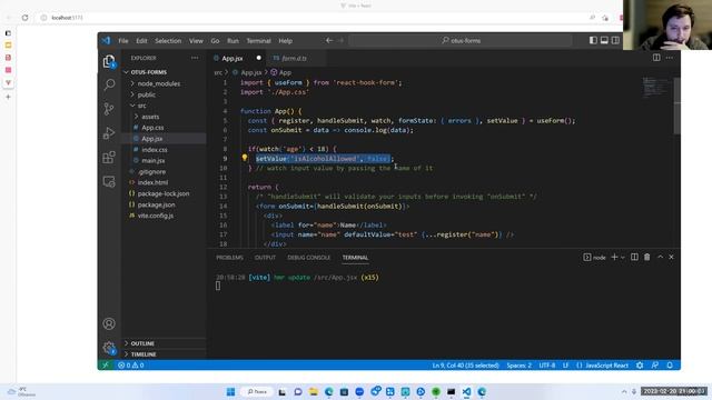 Работа с формами // Демо-занятие курса «React.js Developer» смотреть онлайн