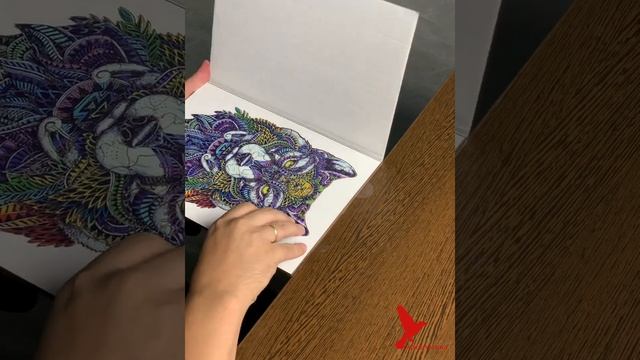 Фигурный пазл из дерева "Вожак стаи" на белой раме, размер А4 и А3 смотреть онлайн