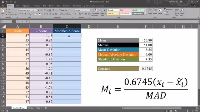 Modified Z Score Compared to Z Score for Detecting Outliers using Excel смотреть онлайн